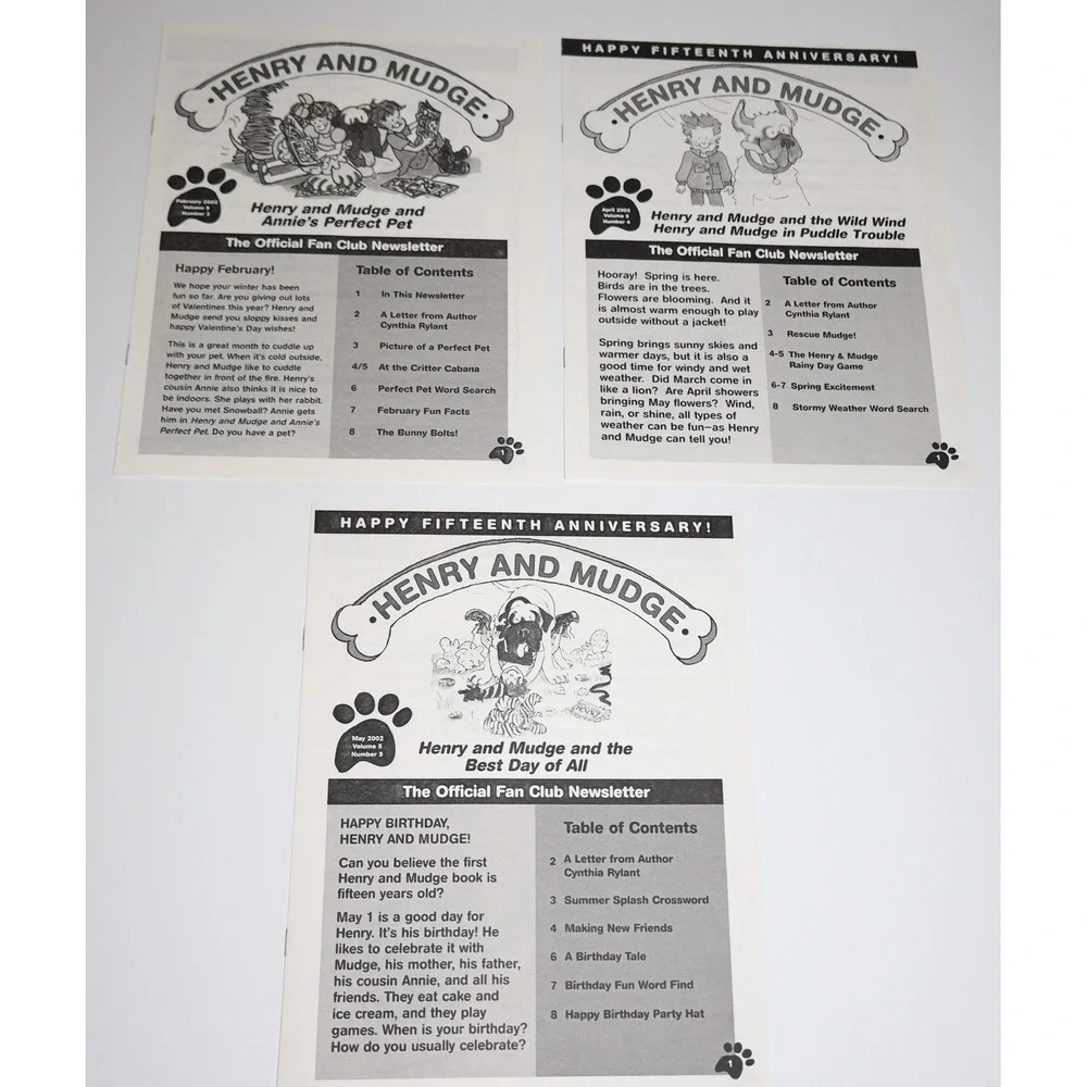Henry and Mudge Classroom Fan Club Newsletter Activity Lot Vintage
